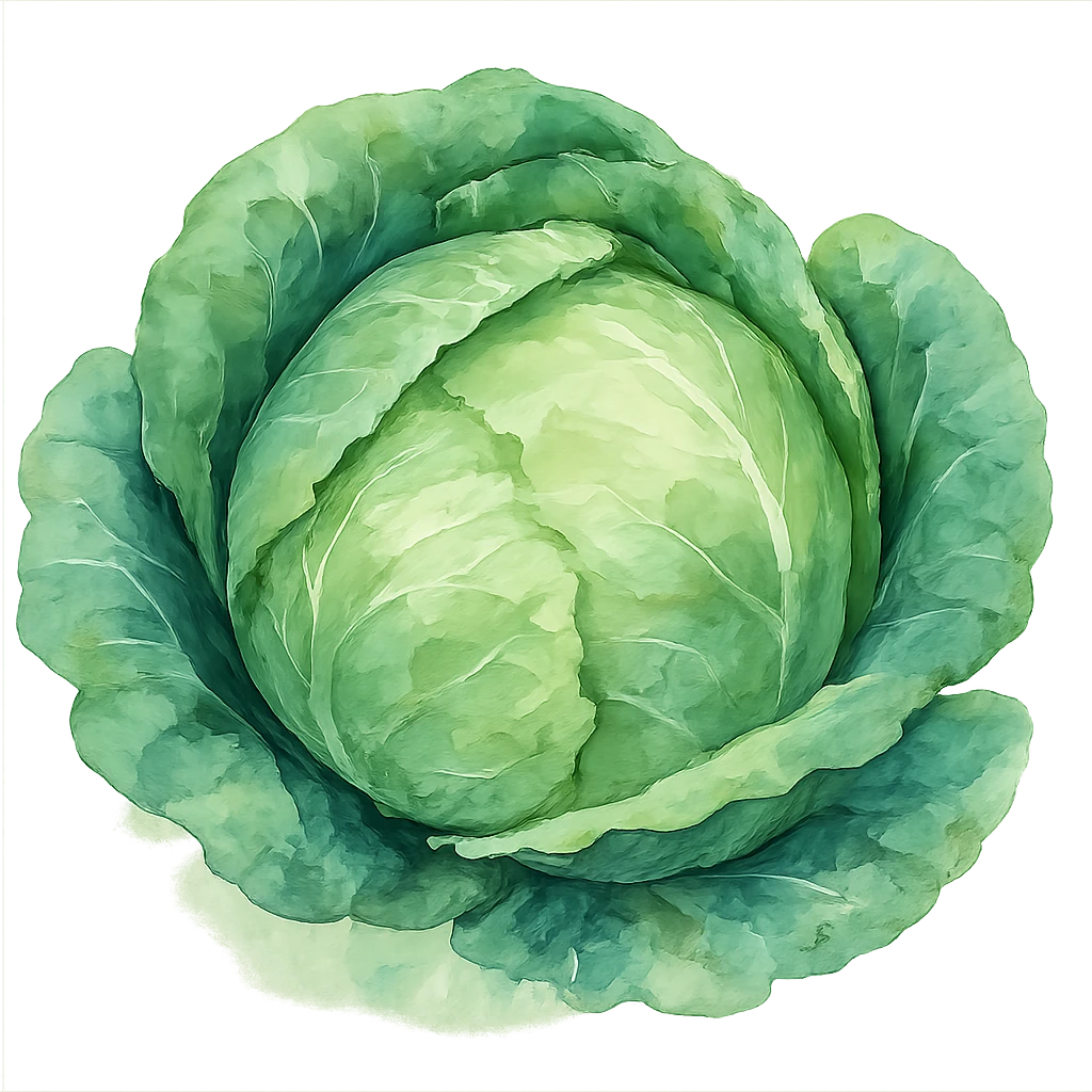 A cabbage in a watercolor style. emoji