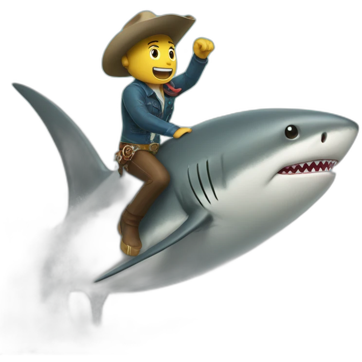 Cowboy shark surfing big wave emoji