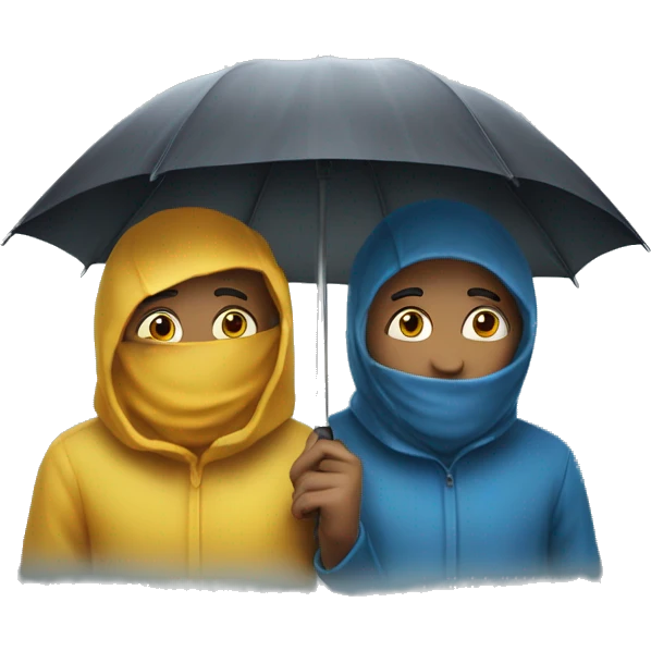 Dos personas en la lluvia a siendo egersisios emoji