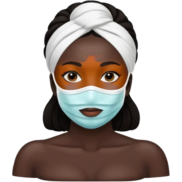 Lady with face mask black spa beauty full face relaxing hot emoji