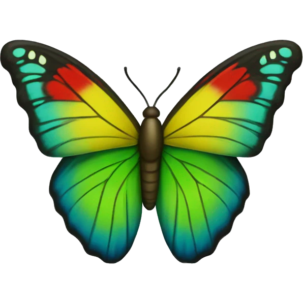 Green and blue and red and yellow butterfly emoji