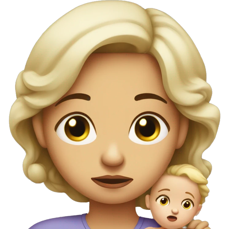 skeptical mother with sad baby emoji