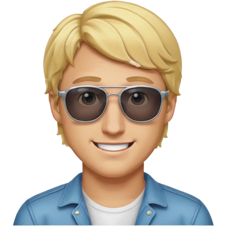 Logan Paul cartoon emoji, wearing sunglasses, confident grin, blonde hair emoji