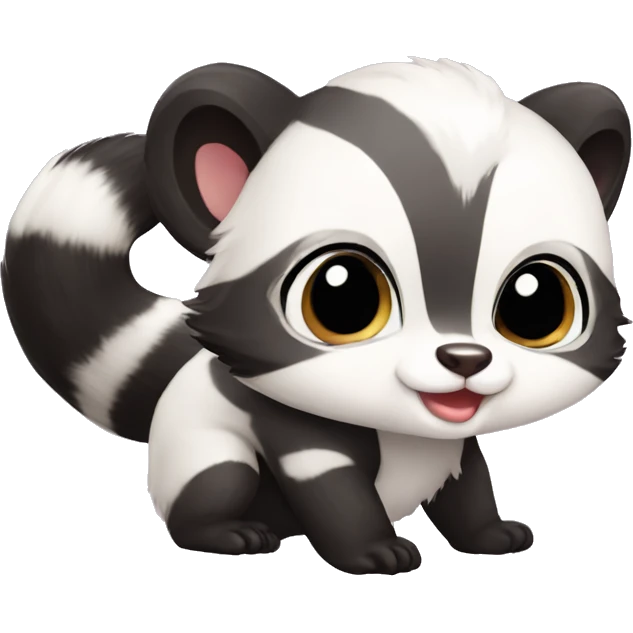 Cute baby skunk-panda-raccoon-ferret-cat-hybrid full body emoji
