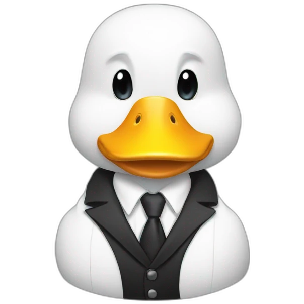 general body building white duck in suit emoji