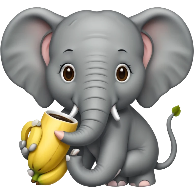 Elefant drinking coffe and eating a banana  emoji