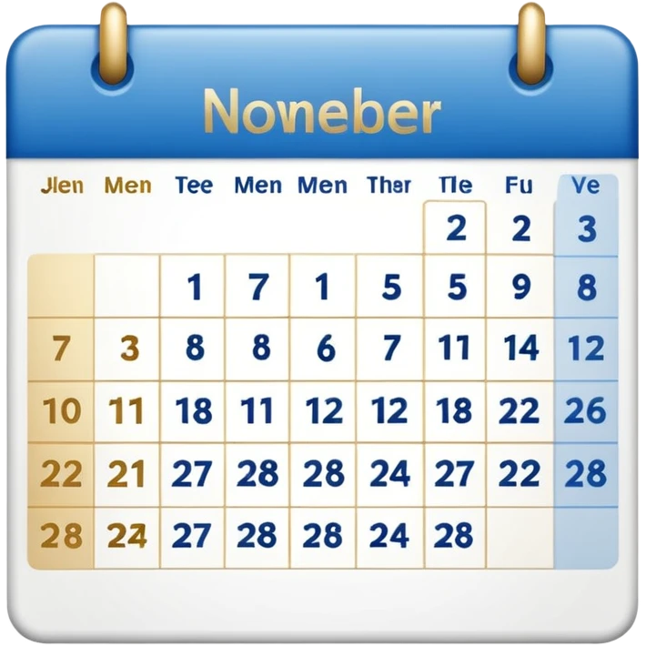 no generate an ios style background free calender, blue and gold and white with the date 22 november highlited emoji
