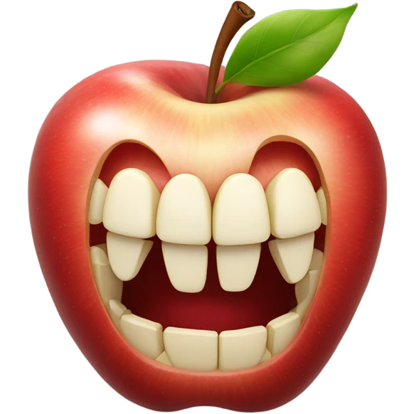 Apple with human teeth emoji