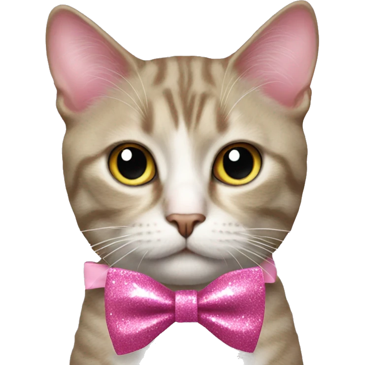 cat with pink bow tie and glitter  emoji
