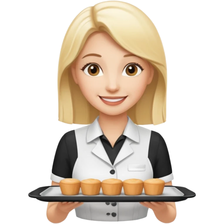 blonde Cafe waiter woman with tray emoji