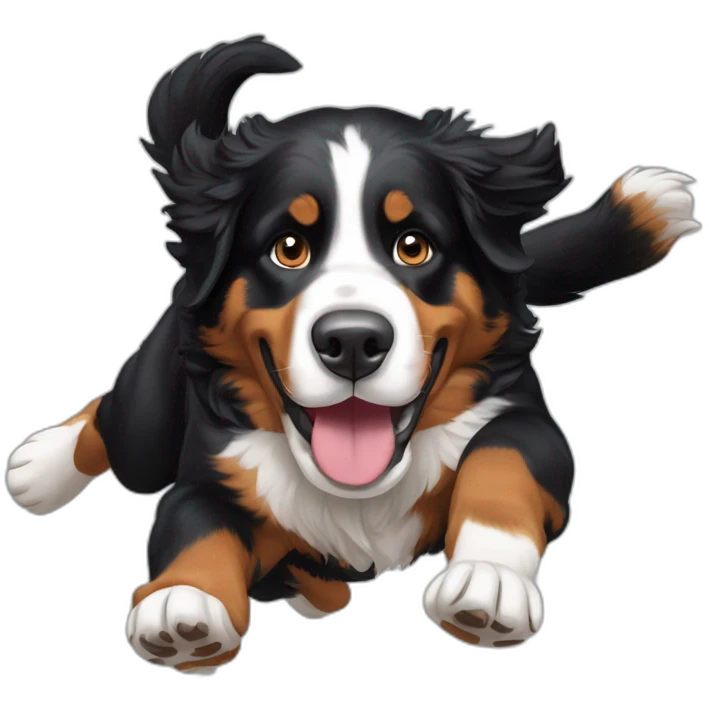 bernese mountain dog jumping between threes emoji