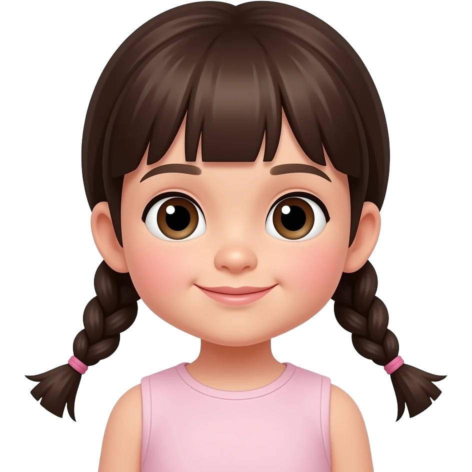 Toddler girl with two braids with dark brown hair emoji