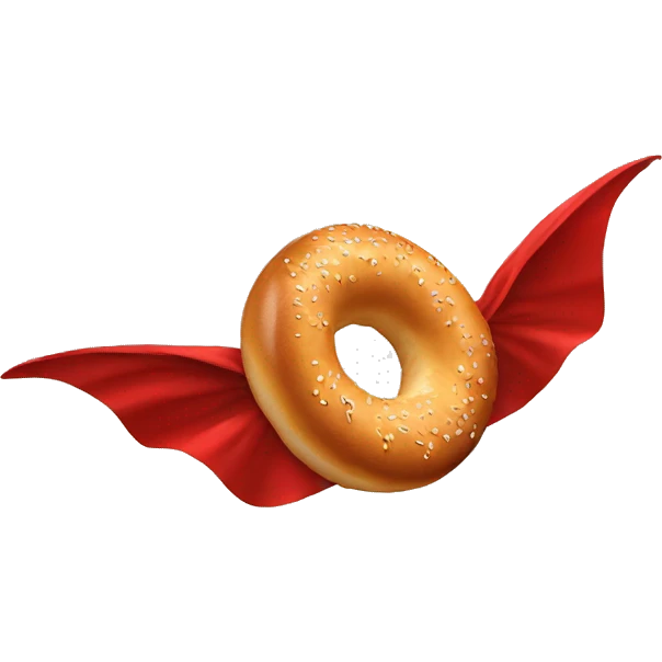 flying bagel wearing a red cape emoji