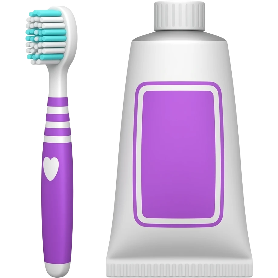 Purple Toothbrush and purple toothpaste emoji