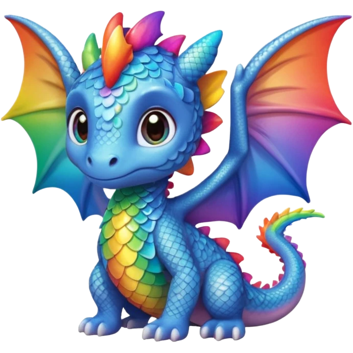 A cute little dragon  rainbow cute eyes wings emoji