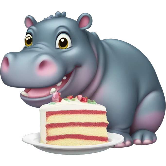 baby hippo eating cake emoji