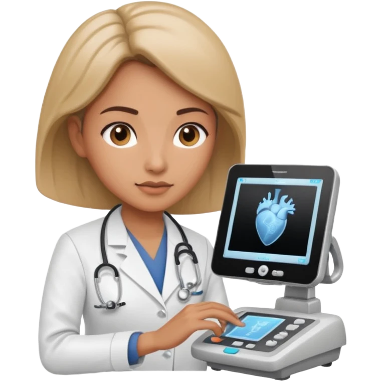female doctor working an ultrasound machine emoji