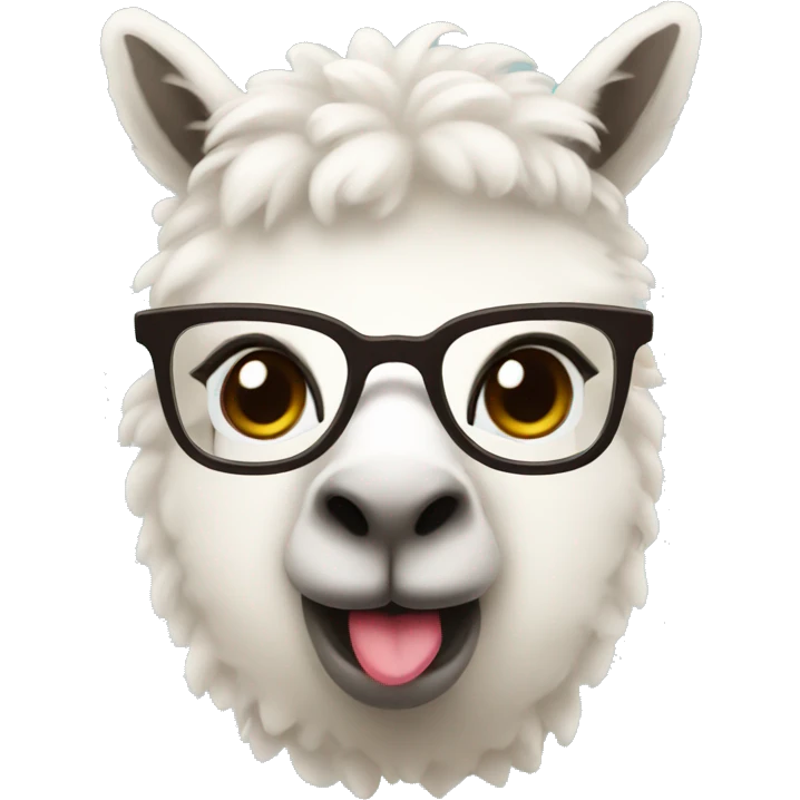 Glasses with thick lips, alpaca.  emoji