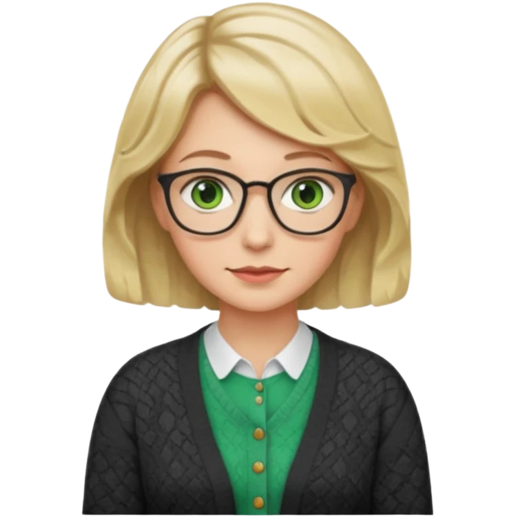librarian teacher with short wavy blonde hair and green eyes NO GLASSES emoji