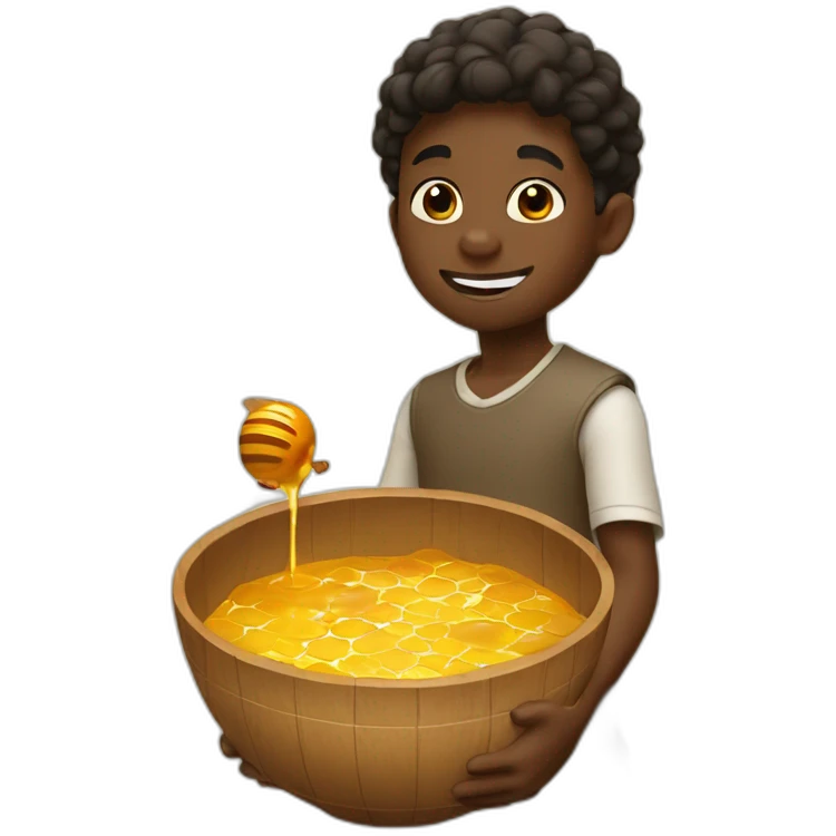 a blackboy handling an honey bowl emoji