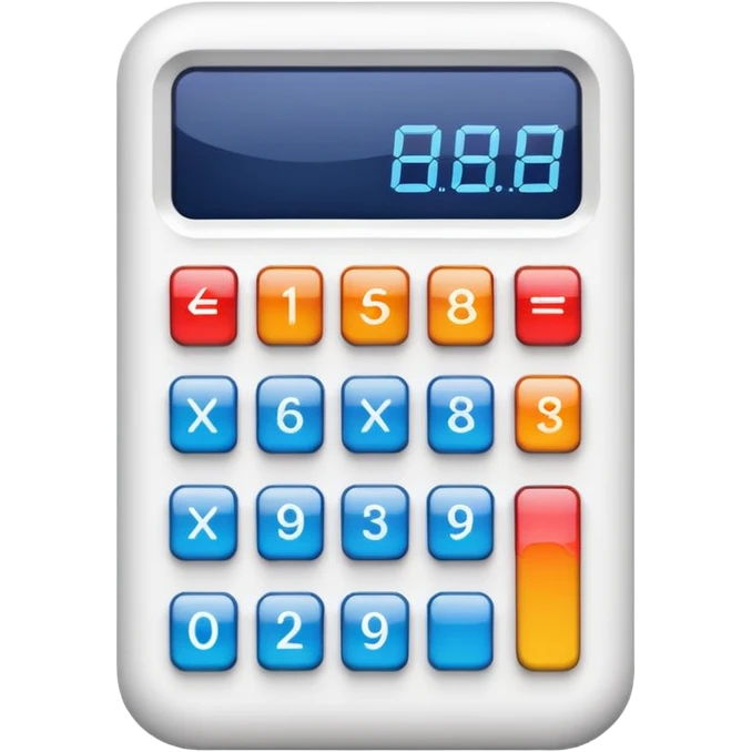colorful calculator, bright buttons, white body, digital display emoji