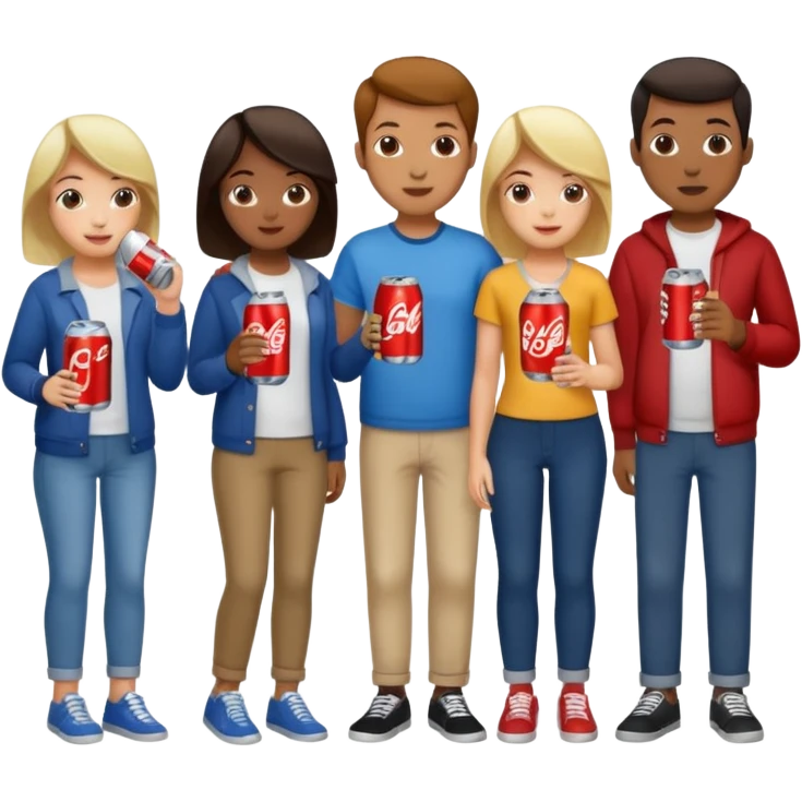 A group of thristy people having soda. emoji