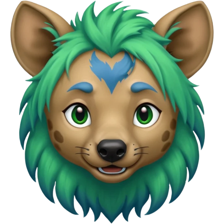 hyena withlong blue and green hair emoji