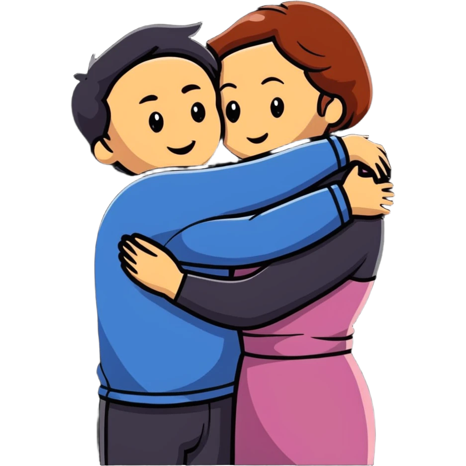 married couple, husband and wife embracing emoji