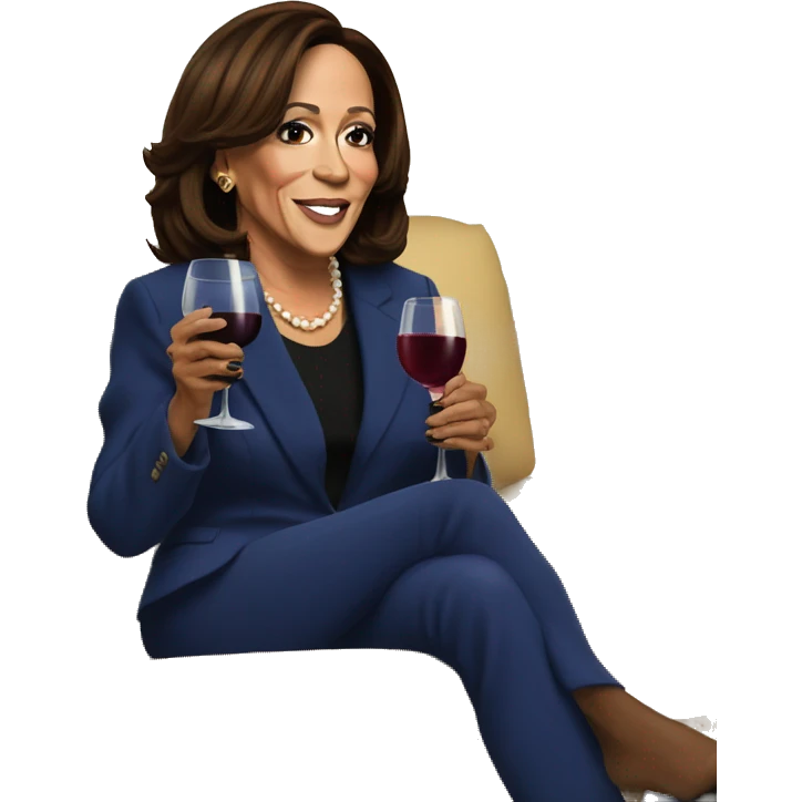 Kamala Harris drinking wine while watching reality tv emoji