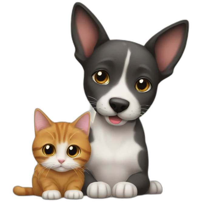 Hond met een kat die een snor heeft emoji