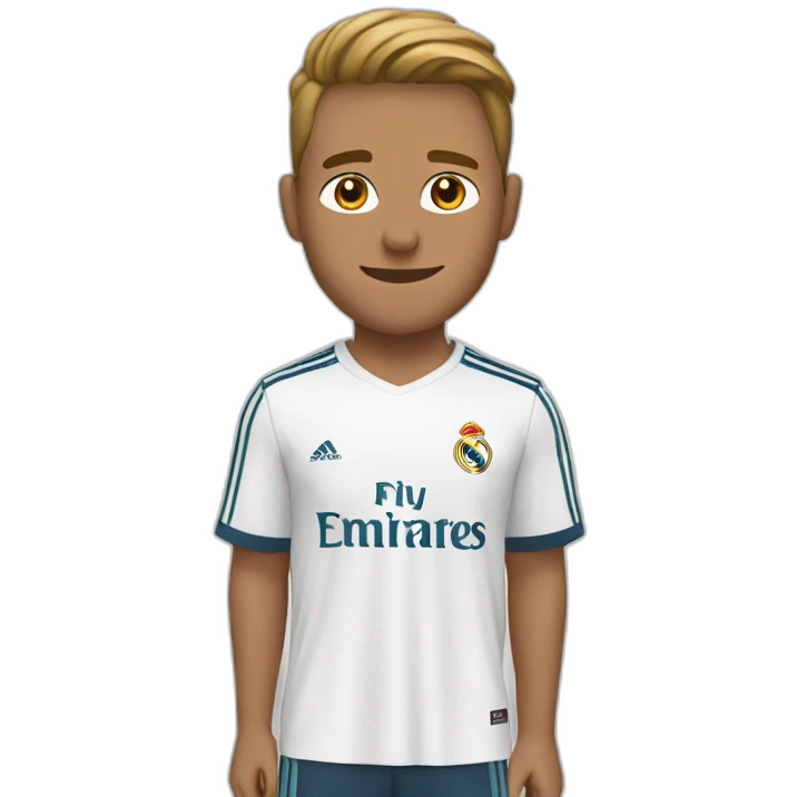 A man wearing a real madrid 23/24 shirt White people 14 ans White people emoji