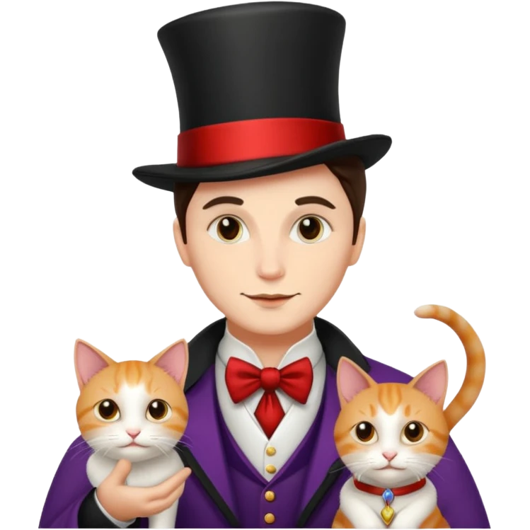 magician couple and their pet cat emoji