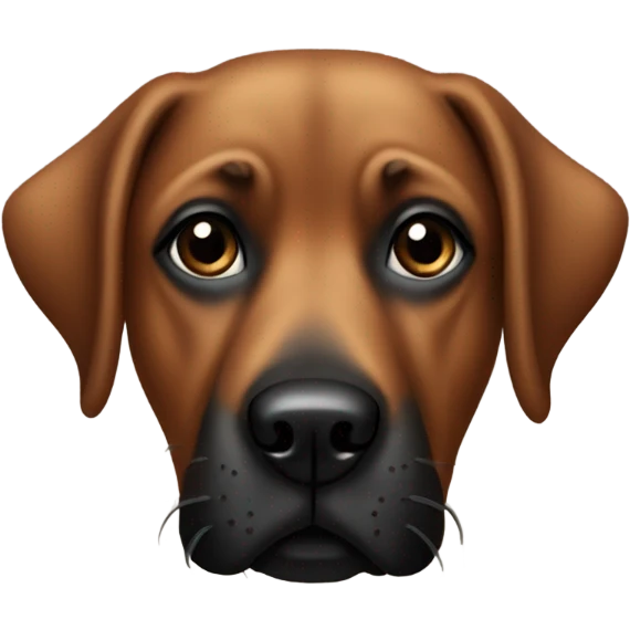 Brown dog with black muzzle and crossed eyes emoji
