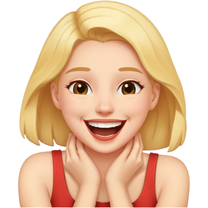 Girl, laughing holding her neck emoji