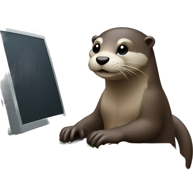 Otter working on computer emoji