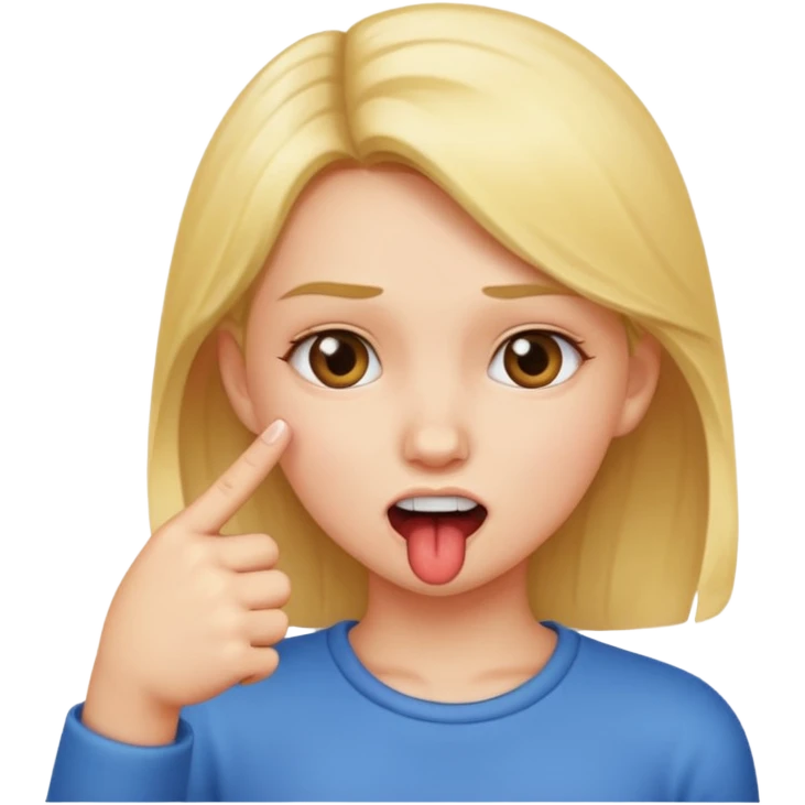 Chica mordiendose el dedo índice doblado emoji