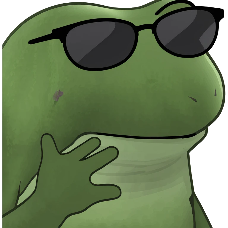 bufo frog wearing chic sunglasses, sipping a colorful cocktail emoji