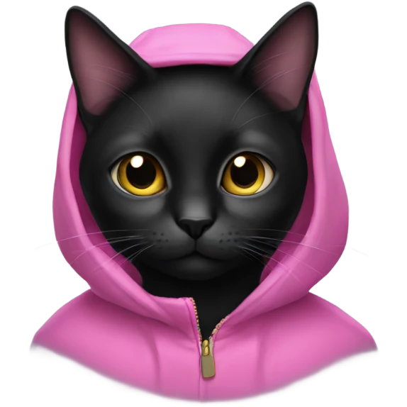 black cat with a pink coat emoji