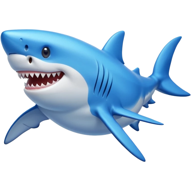 smiling shark with brilliant blue color, no shoes emoji