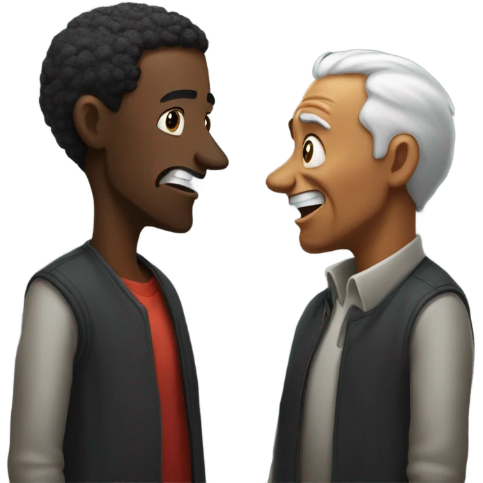 Young black man arguing with an old man emoji