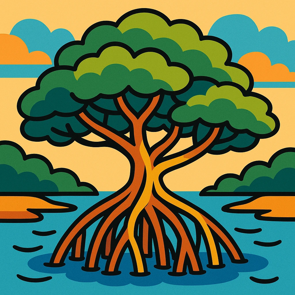 mangrove tree, vibrant toon style emoji