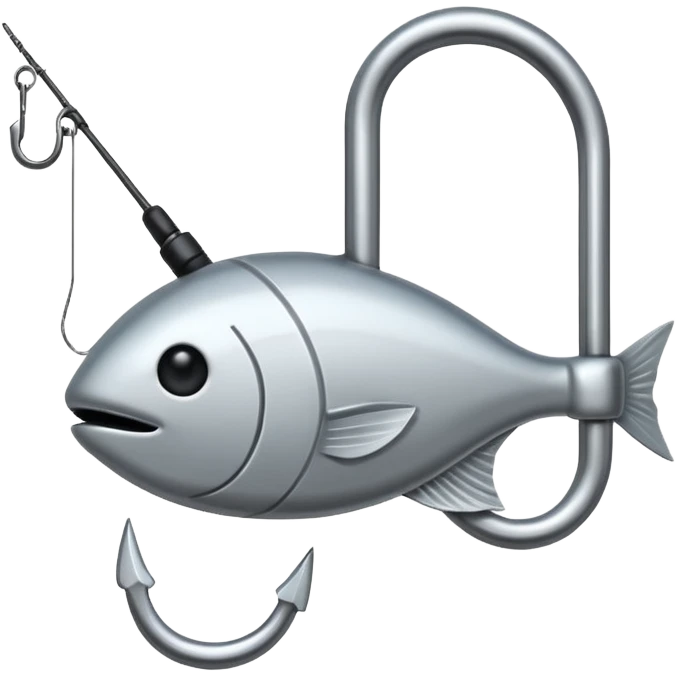 fishing hook emoji, minimal, bold lines emoji
