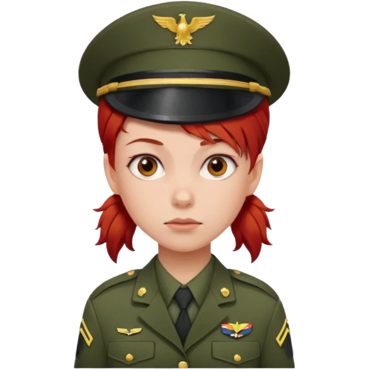 girl in army uniform with red hair emoji emoji