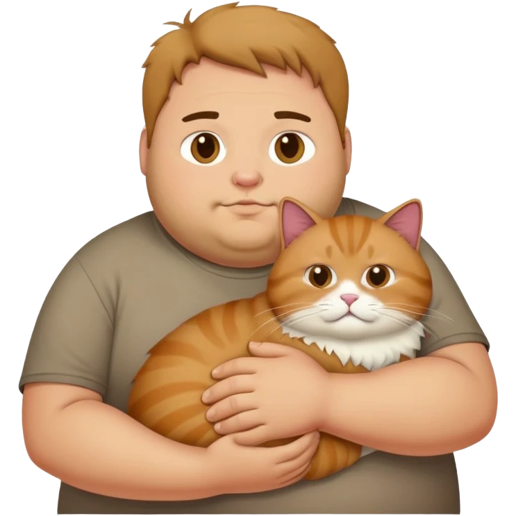 fat man pet a cat emoji