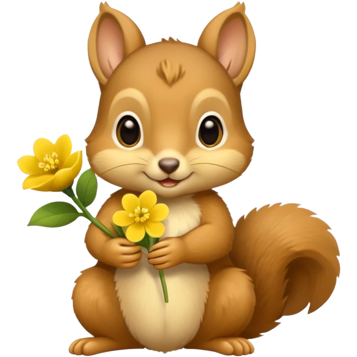 baby squirrel hold a flower emoji