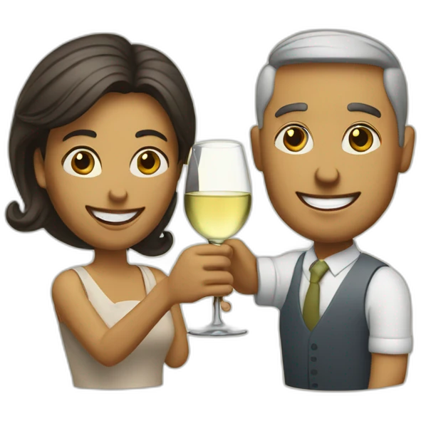 man and woman toasting with a glass of white wine emoji