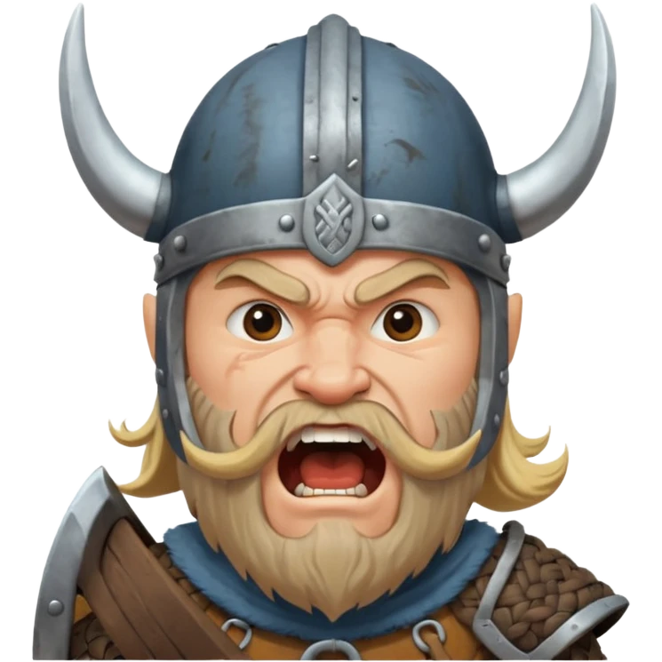 un vichingo con l'elmetto che urla  emoji