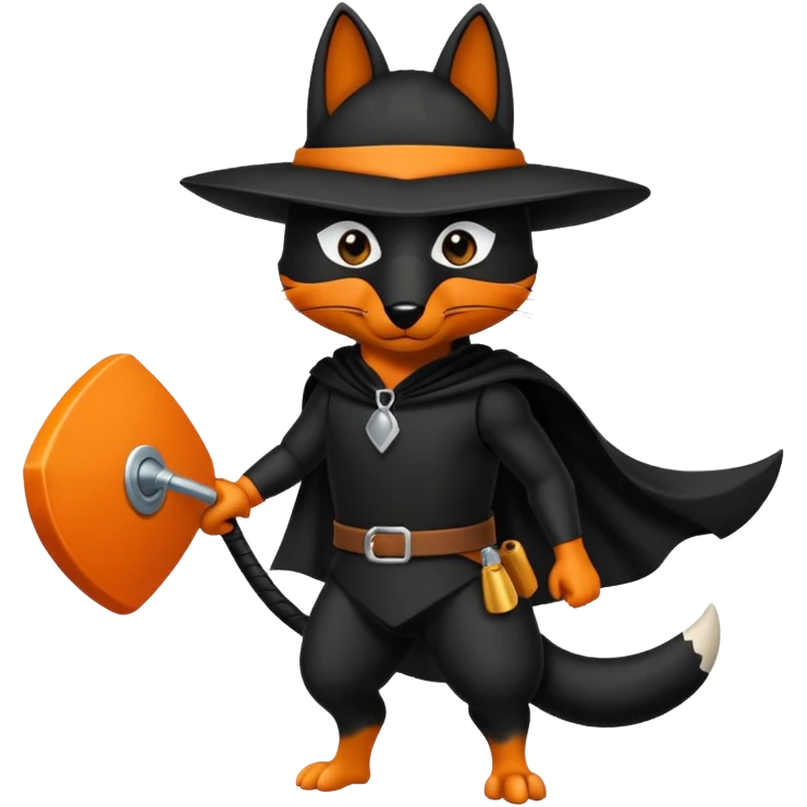 Animal zorro animado sosteniendo un neumático emoji
