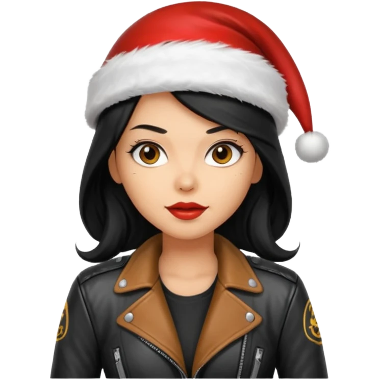 biker girl black long hair moto christmas h2R emoji