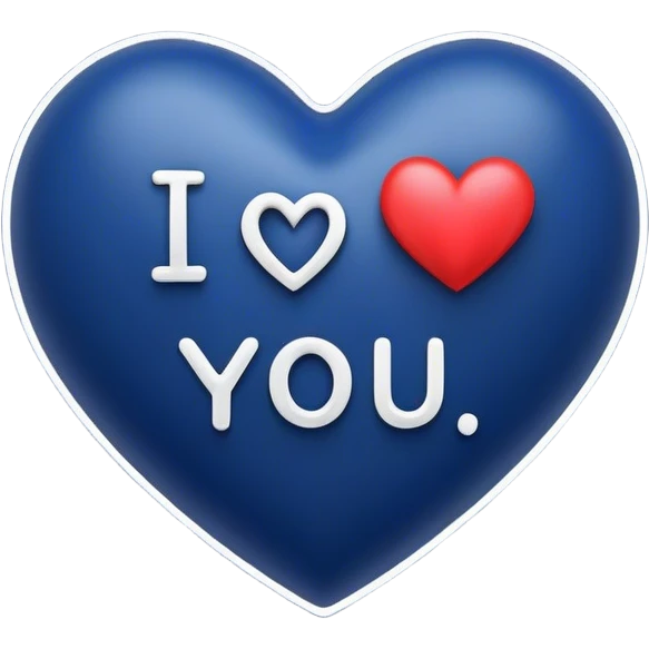 Dark Blue heart either the words I Love You Ry emoji